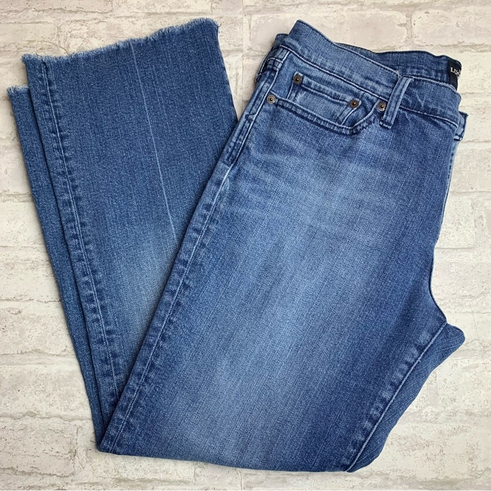 Lucky Brand Sweet Low Jeans Raw Hem Blue Denim Size 12😍